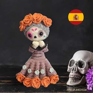 Imelda, La Catrina Gehaakt amigurumipatroon - middelgroot - handleiding voor de dag van de dode Catrina-pop