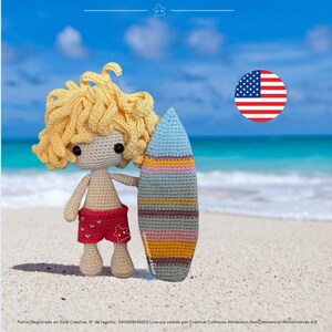 Wzór na szydełko Surfer Boy, średni - Eng - Wzór na lalkę Amigurumi Mermaid