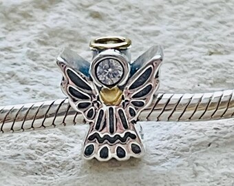Angel with Halo Charm, Charm For Charm Bracelets, 925 Silver, Angel Jewelry, Religious Jewelry, Religious Charm