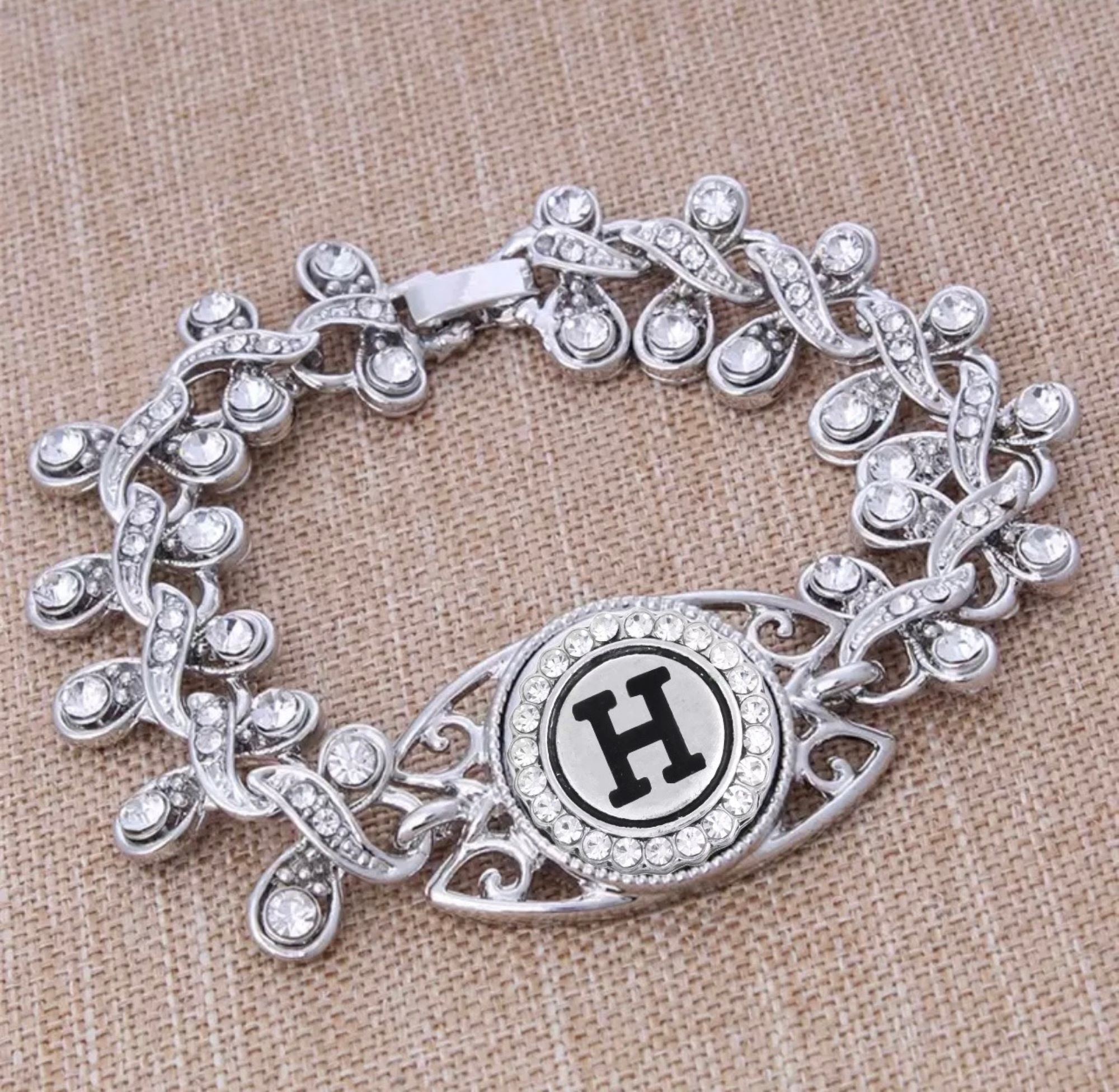 Letter H Bracelet Silver Alphabet Hypoallergenic Safe 