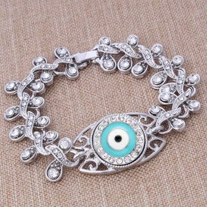 Evil Eye Bracelet, Silver, Protection,  Hypoallergenic Safe Fashion Jewelry