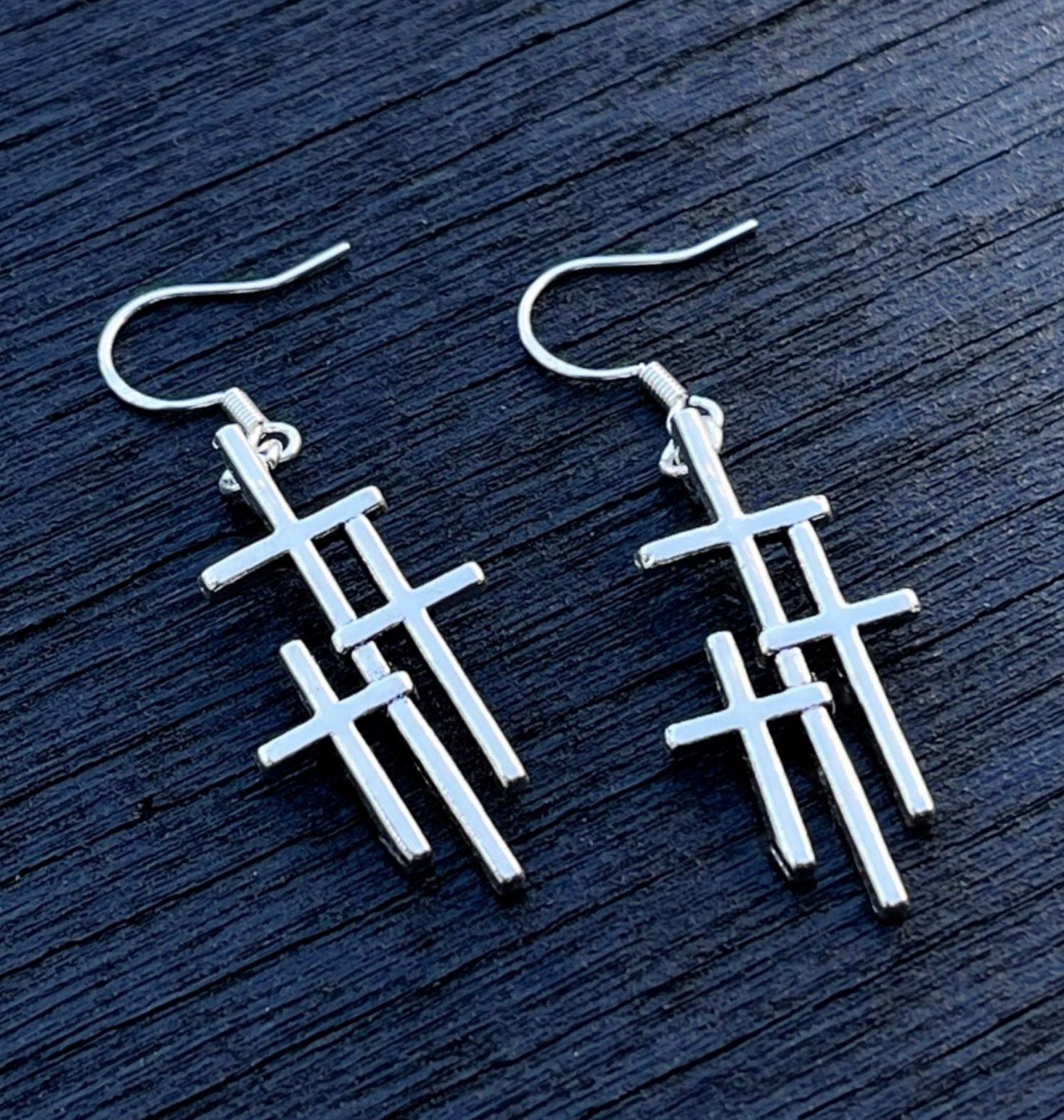 Triple Cross Earring Etsy