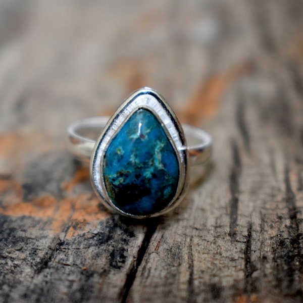 Natuurlijke Arizona Turquoise ring met solide sterling zilveren ring, handgemaakte ring, turquoise ring, edelsteen ring A03