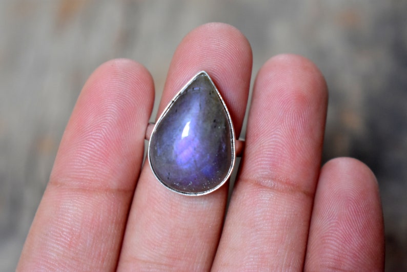 handmade ring Labradorite ring gemstone ring A517 Natural Purple Labradorite ring solid sterling silver ring