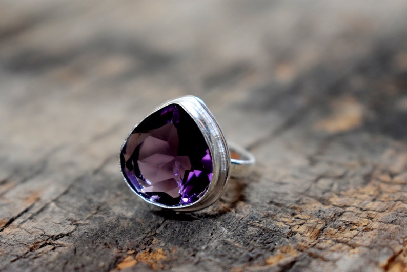 Amethyst ring gemstone ring A363 handmade ring Amethyst Quartz ring solid sterling silver ring