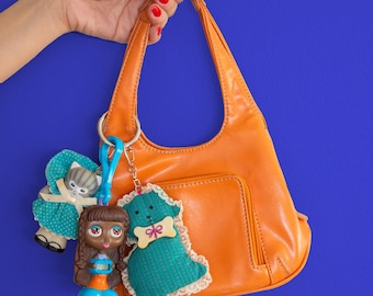 Vintage Maximalist Bag Charm Keychains – Cat in Dress, Diva Star, Lace Puppy