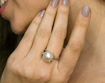 Lii Perlas Hechas A Mano O Anillo De Piedra Anillo De Oro De Lii Perlas Hechas A Mano O Anillo De Piedra Anillo De Oro De