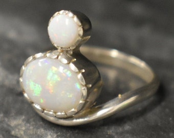 Real Opal Ring, Natural Opal Ring, October Birthstone, Asymmetric Ring, Vintage Opal Ring, Australian Opal Ring, Opal Ring, 925 Silver Ring