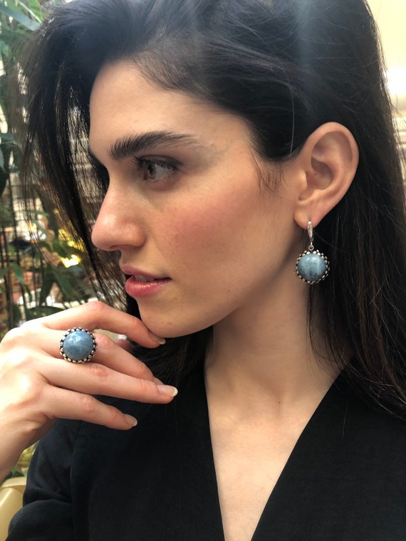Blue heavy deals earrings