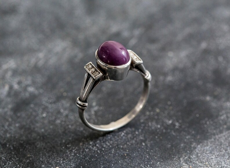 Natürlicher Rubin Ring, Rubin Ring, Vintage Ringe, Juli Geburtsstein, Massiv Silber, 3 Karat Ring, Juli Ring, Roter Ring, Statement Ring, Roter Rubin Bild 8