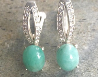 Vintage Emerald Earrings, Natural Emerald, Emerald Drop Earrings, May Birthstone, Green Long Earrings, CZ Diamonds, Rare by Adina
