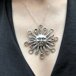 Silver Sun Pendant, Sun Pendant, Large Silver Pendant, Large Sun Pendant, Statement Pendant, Iconic Pendant, Huge Silver Pendant, Silver Sun