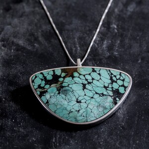Turquoise Pendant, Triangle Pendant, Natural Turquoise, Arizona Turquoise, Statement Pendant, Large Pendant, Vintage Turquoise Pendant image 3