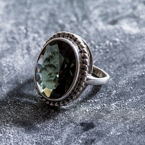 Green Diamond Ring, Created Diamond, Statement Ring