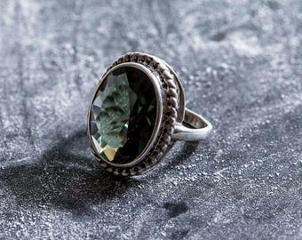 Green Diamond Ring, Created Diamond, Statement Ring