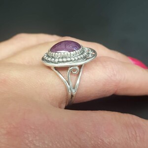 Bague rubis antique, bague rubis naturel, bague rubis rouge, pierre de naissance juillet, grosse bague rubis, bagues rubis, bague en argent, rare par Adina image 8