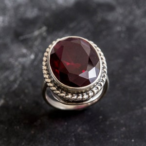 Ruby Ring, Created Ruby, Large Ruby Ring, Statement Ring, Red Ring, Vintage Ruby Ring, Large Victorian Ring, Vintage Silver Ring, Ruby image 8