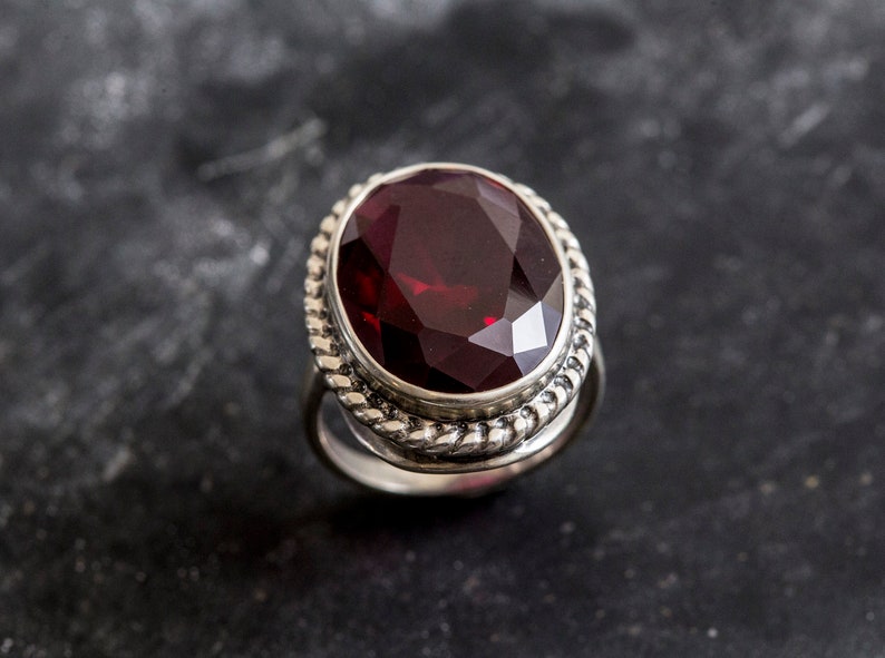 Ruby Ring, Created Ruby, Large Ruby Ring, Statement Ring, Red Ring, Vintage Ruby Ring, Large Victorian Ring, Vintage Silver Ring, Ruby image 8