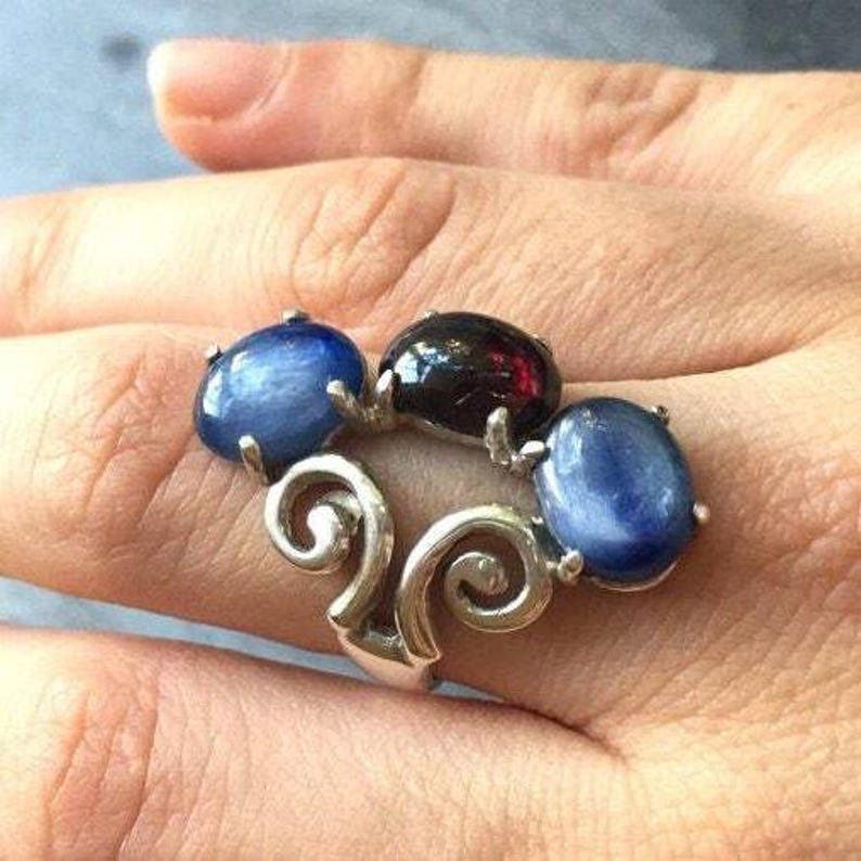 Ruby Statement Ring, Natural Ruby, Three Stone Ruby Ring, Large Ruby Ring, Red Vintage Ring, July Birthstone, Gift For Her, Rare By Adina image 2