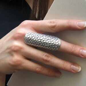 Long Silver Ring, Wide Band, Wide Ring, Antique Statement Ring, Tube Ring, Full Finger, Wide Tube Ring, Silver Tube Ring, Solid Silver Ring