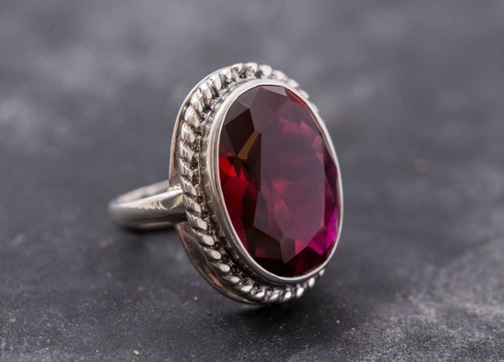 Ruby Ring Created Ruby Large Ruby Ring Statement Ring Red Ring
