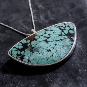 Turquoise Pendant, Triangle Pendant, Natural Turquoise, Arizona Turquoise, Statement Pendant, Large Pendant, Vintage Turquoise Pendant