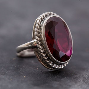 Ruby Ring, Created Ruby, Large Ruby Ring, Statement Ring, Red Ring, Vintage Ruby Ring, Large Victorian Ring, Vintage Silver Ring, Ruby image 9
