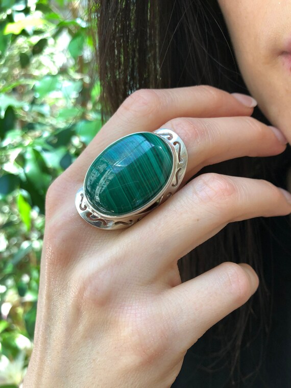 Malachite cheap stone ring