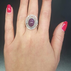 Bague rubis antique, bague rubis naturel, bague rubis rouge, pierre de naissance juillet, grosse bague rubis, bagues rubis, bague en argent, rare par Adina image 7