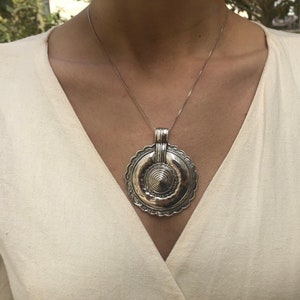 Round Silver Pendant, Statement Pendant, Mandala Pendant, Artistic Silver Pendant, Ornament Pendant, Artisan Pendant, Solid Silver Pendant