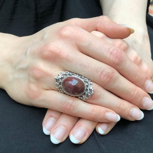 Large Ruby Ring, Natural Ruby, Statement Ring, Vintage Ring, Large Red Ring, Red Stone Ring, Artistic Ring, Chunky Ring, Solid Silver Ring image 2