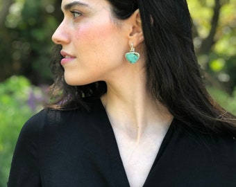 Turquoise Earrings, Natural Turquoise, Blue Boho Earrings, December Birthstone, Statement Earrings, Arizona Turquoise, Solid Silver Earrings