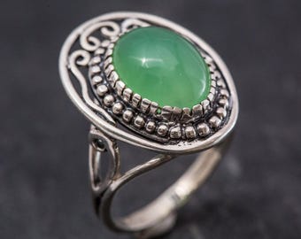 Chrysoprase Ring, Natural Chrysoprase Ring, Statement Green Ring, Green Gem Ring, Green Vintage Ring, Victorian Ring, Rare by Adina
