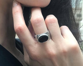 Anillo de topacio ahumado, topacio ahumado natural, anillo tribal, piedra de nacimiento de diciembre, anillo vintage, anillo de diamante marrón, anillo de topacio, anillo de plata maciza