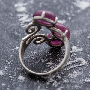 Ruby Statement Ring, Natural Ruby, Three Stone Ruby Ring, Large Ruby Ring, Red Vintage Ring, July Birthstone, Gift For Her, Rare By Adina image 9