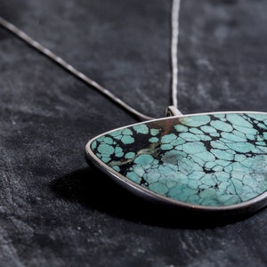 Turquoise Pendant, Triangle Pendant, Natural Turquoise, Arizona Turquoise, Statement Pendant, Large Pendant, Vintage Turquoise Pendant image 9