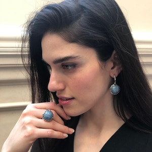 Statement Ring, Natural Aquamarine Ring, Large Blue Ring, March Birthstone, Aquamarine Ring, March Ring, Big Blue Ring, Solid Silver Ring