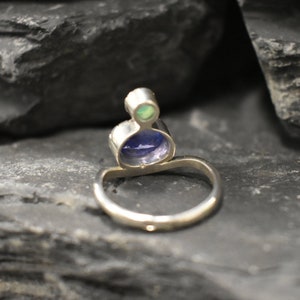 Tanzanite Ring, Natural Tanzanite, December Birthstone, Asymmetric Ring, Vintage Ring, Unique Stone Ring, Multistone Ring, Solid Silver Ring image 10