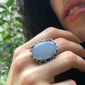 Blue chalcedony ring - Etsy 日本