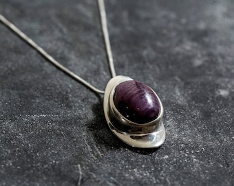 Ruby Pendant, Large Ruby, Antique Pendant, July Birthstone, Red Pendant, Vintage Pendant, Solid Silver Pendant, 925 Silver, Oval Pendant,925
