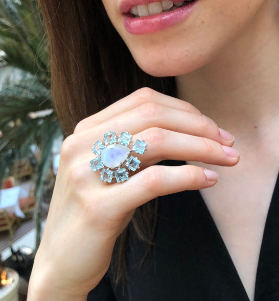 Moon stone december birthstone ring deals