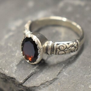 Red Garnet Ring, Natural Garnet, January Birthstone, Tribal Ring, Red Vintage Ring, Red Diamond Ring, Silver Tribal Ring, Solid Silver Ring