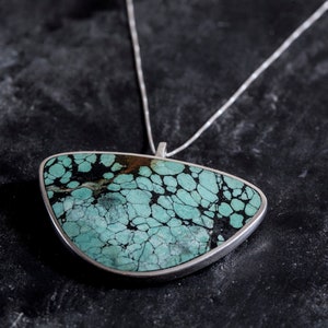 Turquoise Pendant, Triangle Pendant, Natural Turquoise, Arizona Turquoise, Statement Pendant, Large Pendant, Vintage Turquoise Pendant image 7