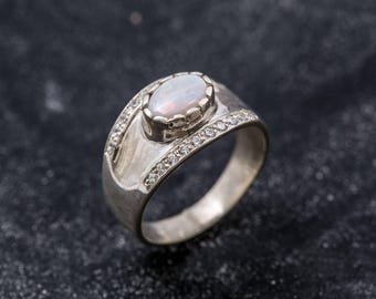 Opal Ring, Natural Opal, Vintage Opal Ring, Australian Opal Ring, October Birthstone Ring, Bezel Ring, Fire Opal Ring, Rare By Adina