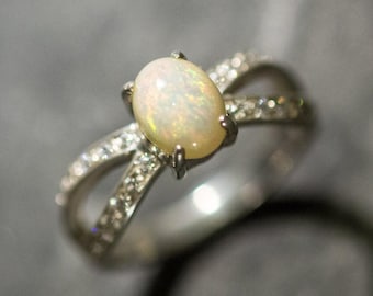 Fire Opal Ring, Natural Opal Ring, October Birthstone Ring, Ethiopian Opal Ring, Vintage Opal Ring, Silver Promise Ring, Rare by Adina