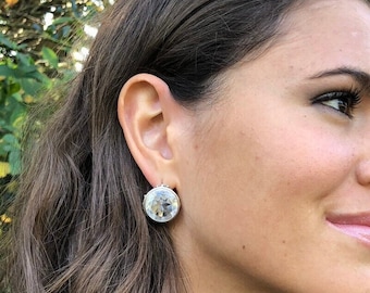 Topaz Earrings, Large Stud Earrings, Natural Topaz, White Topaz, December Birthstone, Statement Earrings, Vintage Earrings, Large Earrings