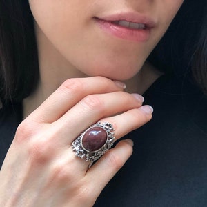 Large Ruby Ring, Natural Ruby, Statement Ring, Vintage Ring, Large Red Ring, Red Stone Ring, Artistic Ring, Chunky Ring, Solid Silver Ring image 7