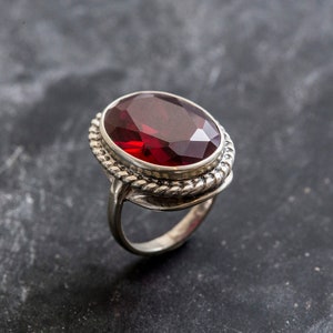 Ruby Ring, Created Ruby, Large Ruby Ring, Statement Ring, Red Ring, Vintage Ruby Ring, Large Victorian Ring, Vintage Silver Ring, Ruby image 3