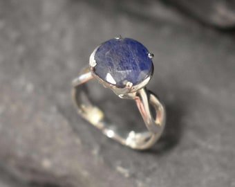 Echter Saphirring, Saphirring, Natürlicher Saphir, September Geburtsstein, Versprechensring, Vintage Ring, Blauer Saphirring, selten von Adina