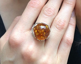 Vintage Amber Ring - Etsy